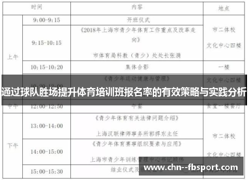 通过球队胜场提升体育培训班报名率的有效策略与实践分析